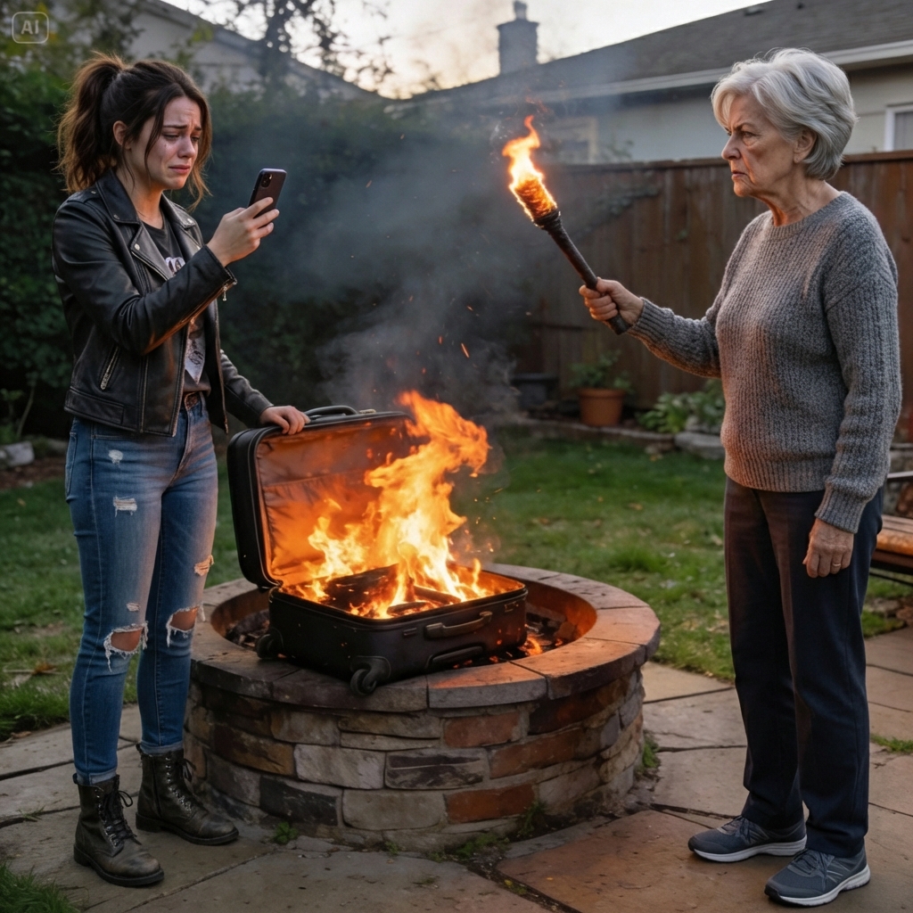 “Get out of my house, you ungrateful freeloader!” my mother-in-law yelled, lighting my luggage on fire. But I had it all on video — and what she didn’t know was… I’d already moved the real one to storage.