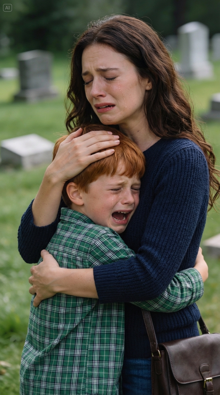 On the day I went to honor my son at his grave, I froze when I saw him standing beside the tombstone.