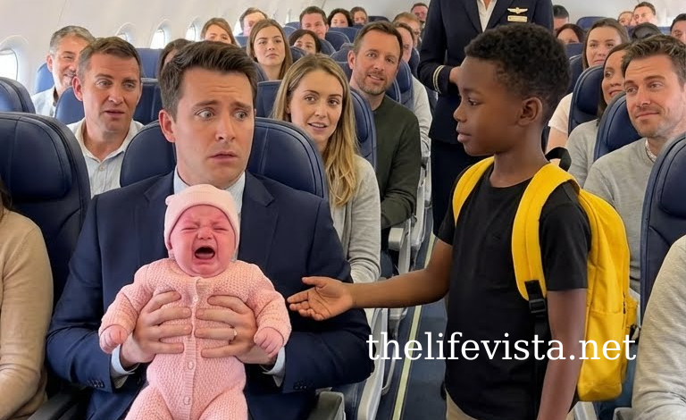 The Billionaire’s Baby Screamed the Entire Flight—Until a Young Boy Did Something No One Expected.