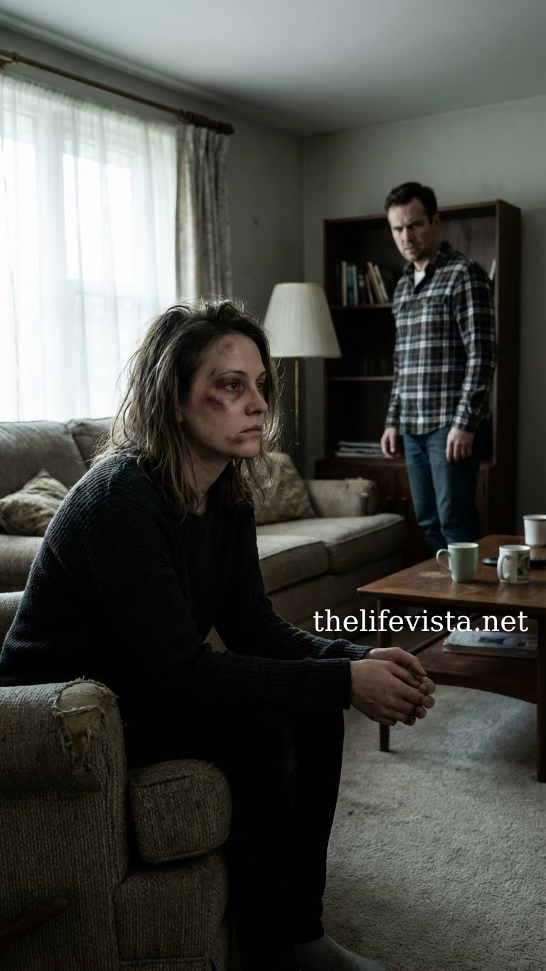 My husband beat me for refusing to live with his mother—then calmly went to bed. The next morning, he handed me makeup and said, “My mother’s coming for lunch. Cover it up and smile