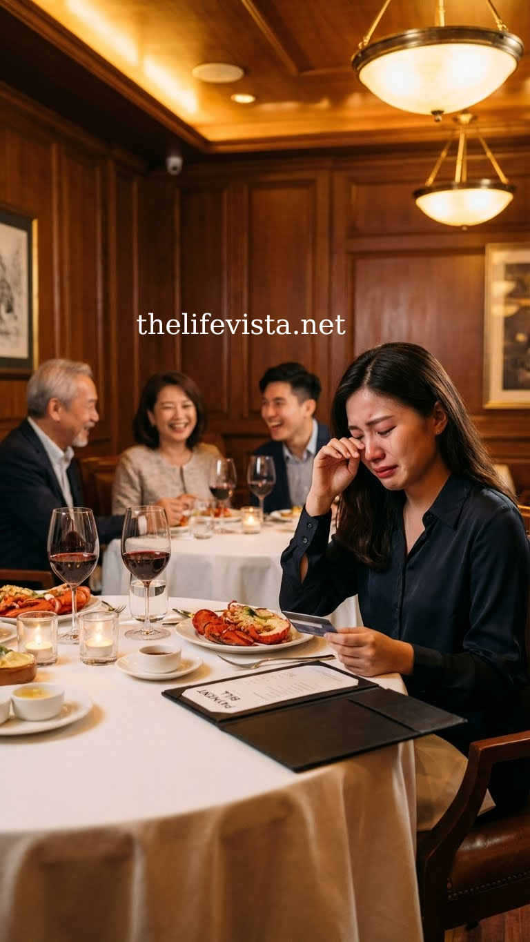 We were at the restaurant when my sister sneered, Hailey, get another table. This one is only for real family, not adopted girls. Everyone at the table laughed. Then the waiter placed a $3,270 bill in front of me—for their entire dinner. I smiled, took a sip, and paid silently. But then I heard someone say, Hold on just a moment…