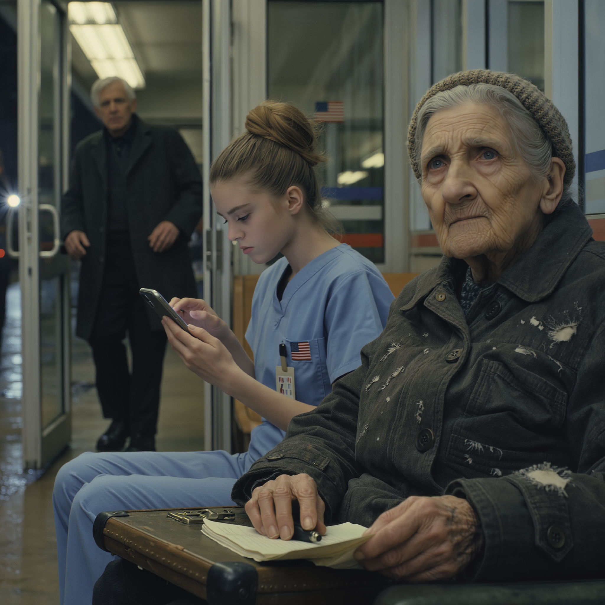 On New Year’s Eve, I overheard my daughter-in-law say, ‘After the holidays, we’re moving her somewhere with ‘activities’—she’s not needed here anymore.’ I packed a bag and slipped out before midnight, ending up at a bus station with tears soaking my coat. A teenage girl sat beside me, listened without interrupting, then quietly made a call and said, ‘Dad… I found her. Yes. I’m sure.’