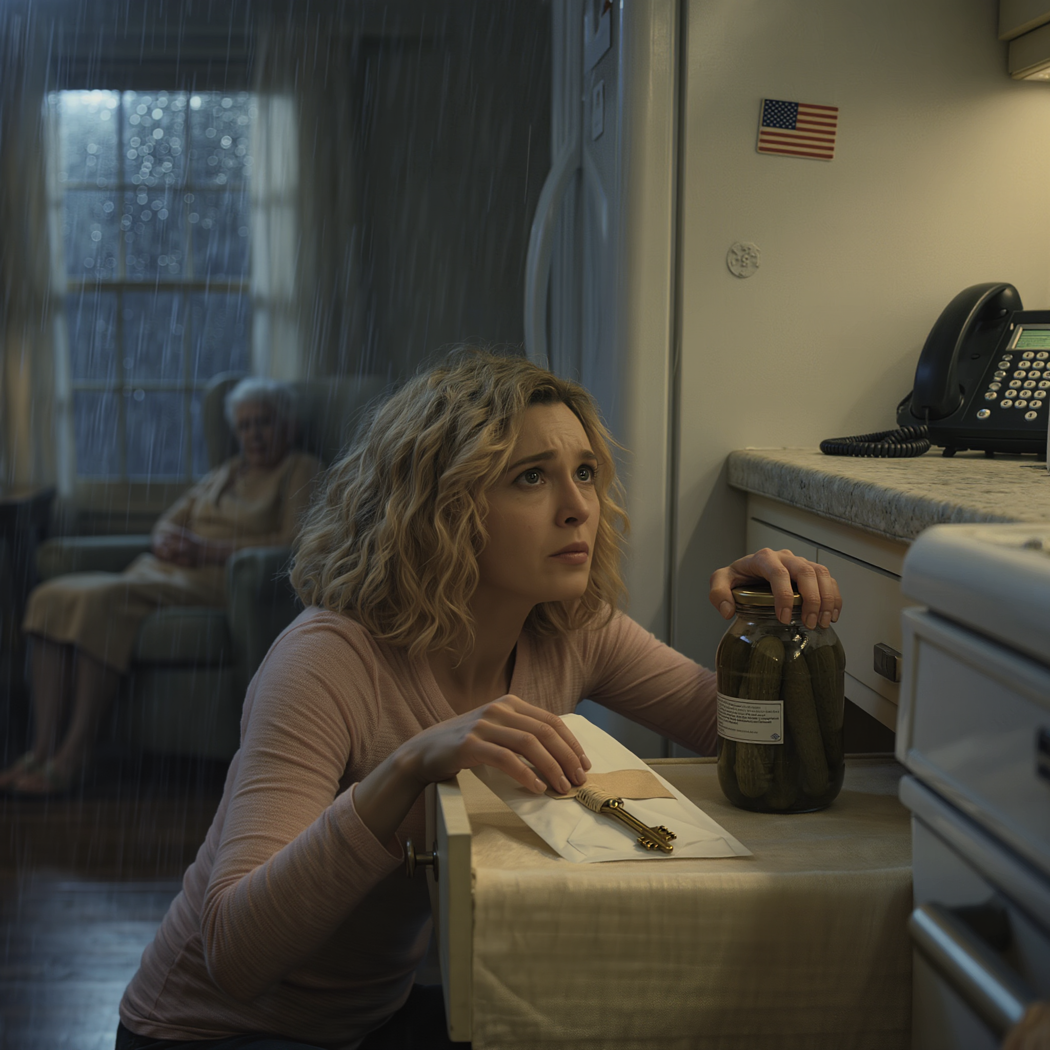 I took care of my mother-in-law while my husband was away for a year. Right before she passed, she grabbed my wrist and whispered, ‘Go back and dig corner of the kitchen, under the pickle jar.’ I thought it was grief talking… until I followed her instructions and uncovered something she’d been hiding for years something that changed my life overnight.