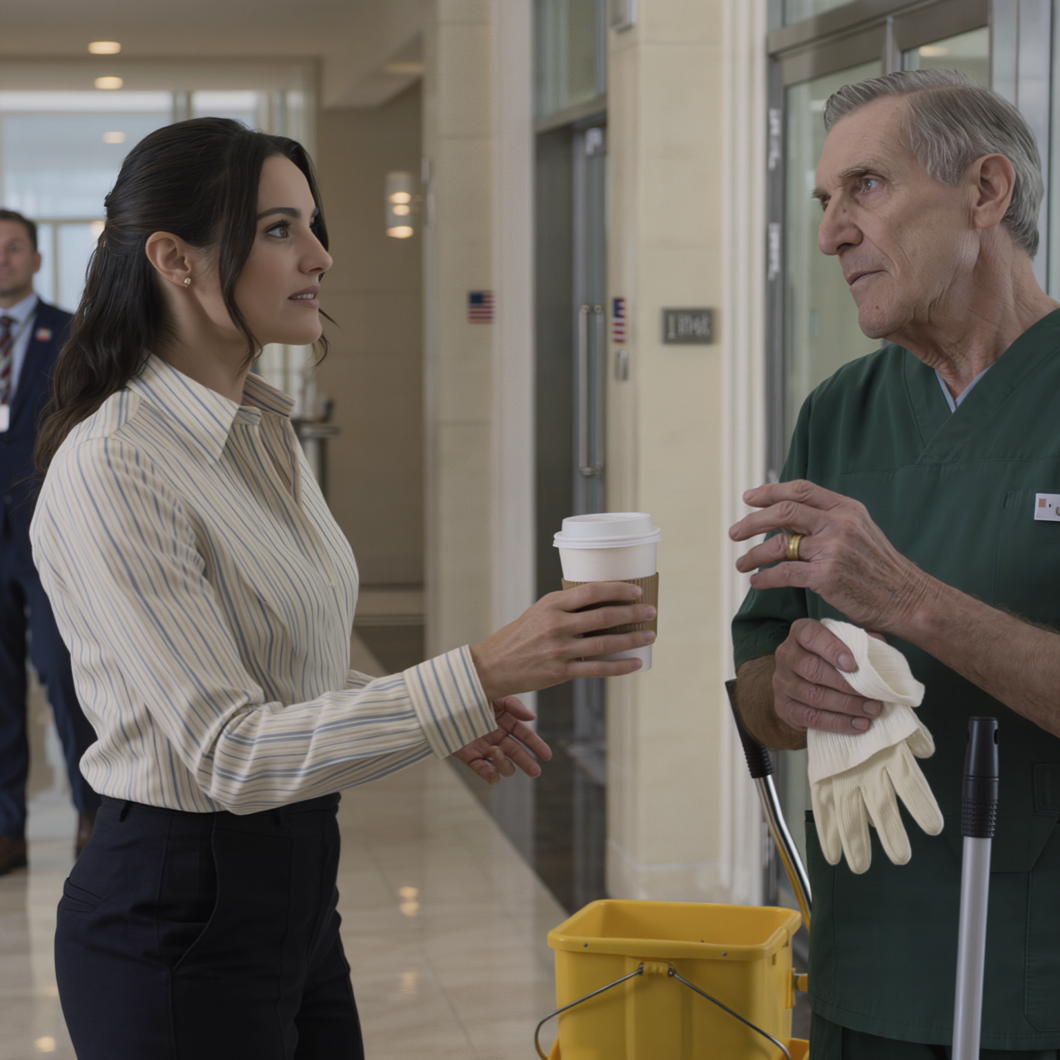 I poured coffee for the old janitor my family loved to mock, then found out he wasn’t a janitor at all. He was my billionaire grandfather, and that small act of kindness was the last test he needed… to decide who would inherit everything, and who would walk away with nothing.