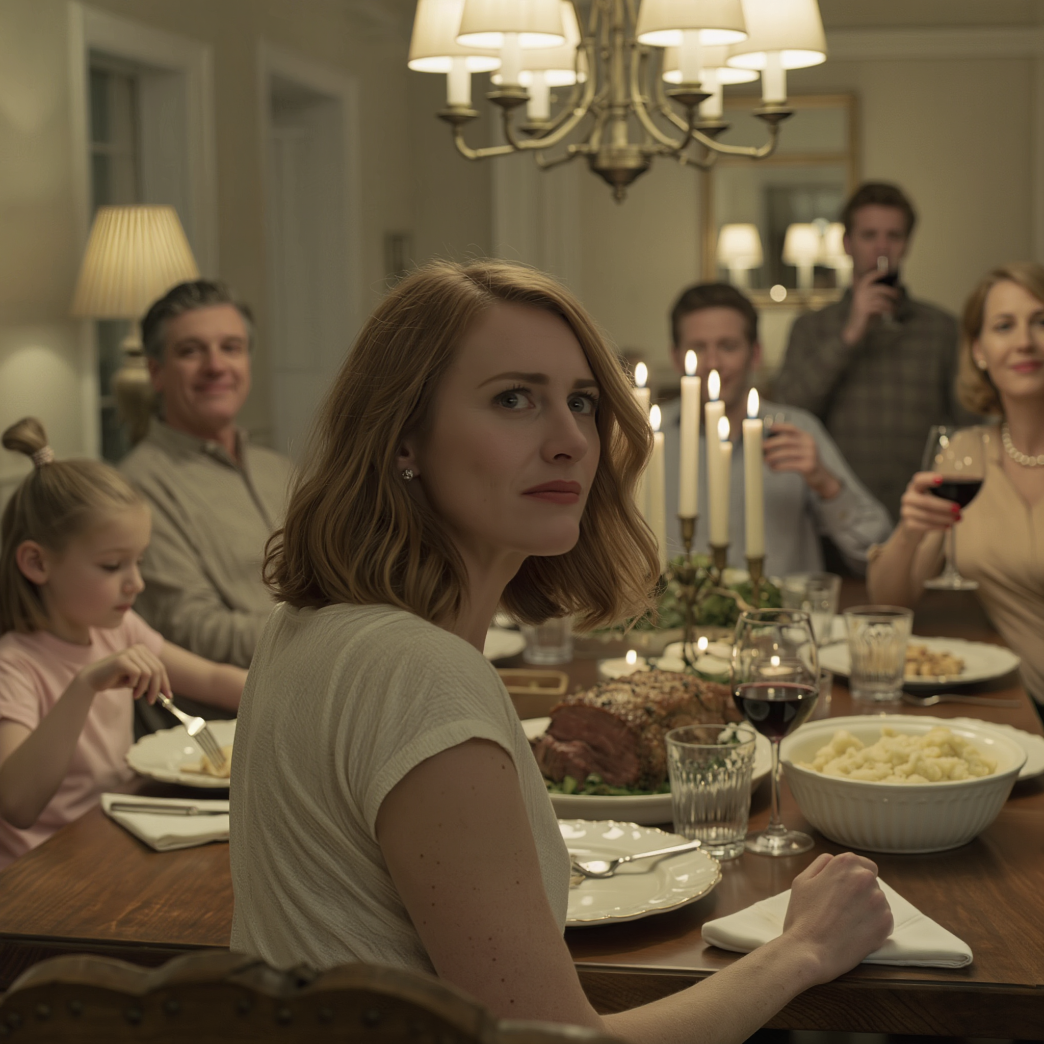 “She’s NOT A Real Grandchild,” My Dad Muttered, Just Loud Enough For The Table To Hear. My Daughter Lowered Her Plate. Everyone Just Kept Eating. My Husband Took A Slow Sip Of His Drink, Tapped His Glass, And Said THIS. The Room Went Dead Silent. That Evening, My Parents’ Lives Began To Change Irrevocably…