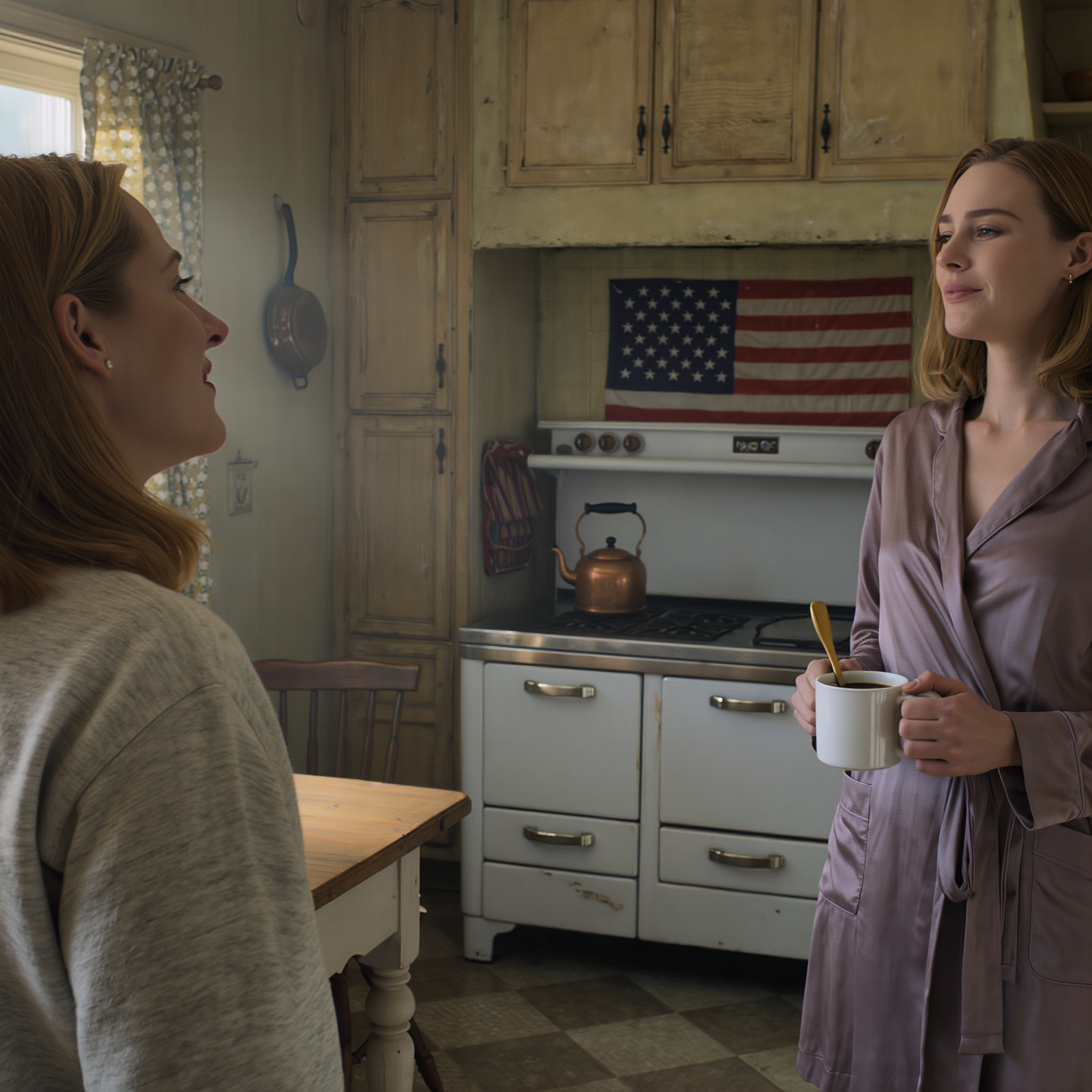 After my grandfather’s funeral, I dragged my suitcase back to the house in Waverly and found my brother’s girlfriend had already taken over a room, wearing my grandmother’s robe, laughing: “Go cry to the dead—this house is mine.” She shoved county records in my face: “Your name isn’t on the deed.” I didn’t argue, just left. That night I opened a wax-sealed box at a storage unit off Route 7… The next morning, she walked into the kitchen and froze.