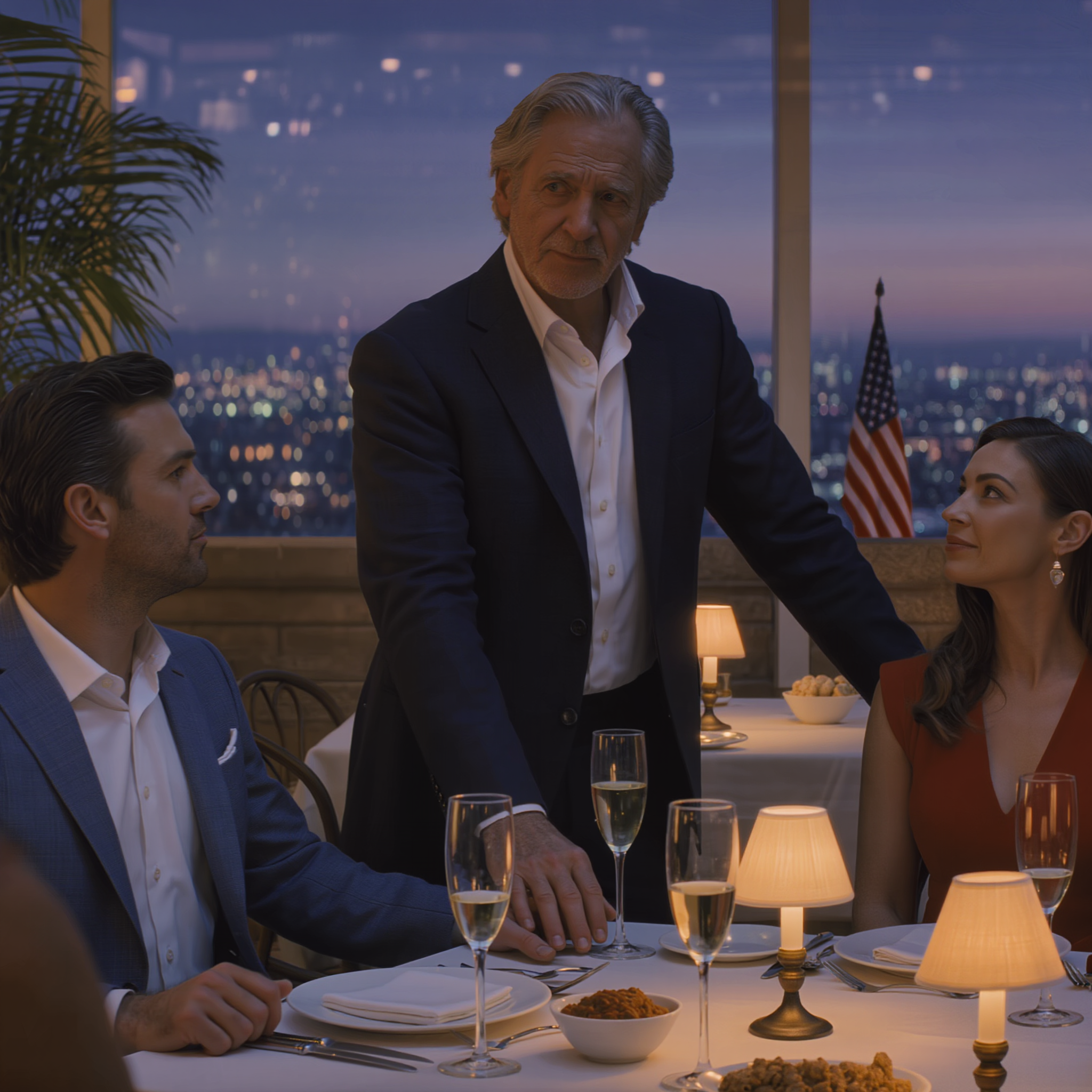 I sold my business for $60M and decided to celebrate with my daughter and her husband. We went to the most high-end restaurant in town. When I stepped away to take a phone call, a waiter came up quietly and said, ‘Sir… I think your daughter put something in your glass.’ I walked back, kept my face calm, and switched our drinks. Fifteen minutes later…