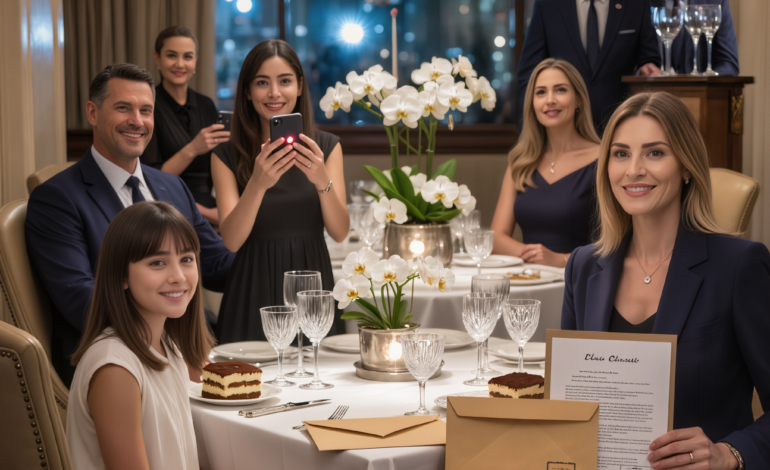 My parents booked a chandelier-lit dinner for my law school graduation. They didn’t come to my ceremony, but they showed up for this. Right when dessert hit the table, my mother slid me an envelope like it was a gift. And my sister lifted her phone to record my face like I was the entertainment.
