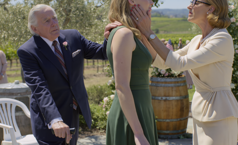 My mother smiled for the photographer and whispered, “Seat that old man behind the trash bins—tell people he’s staff if they ask,” the moment my 82-year-old grandpa stepped off a six-hour flight for my brother Michael’s Napa vineyard wedding, and when I raised my glass and asked why strangers were eating at the family table while he sat on a plastic chair beside the catering vents, she slapped me so hard the music stopped… then the iron gate shook, a black Rolls-Royce and two SUVs rolled in, and Grandpa William walked back like the vineyard answered to him.