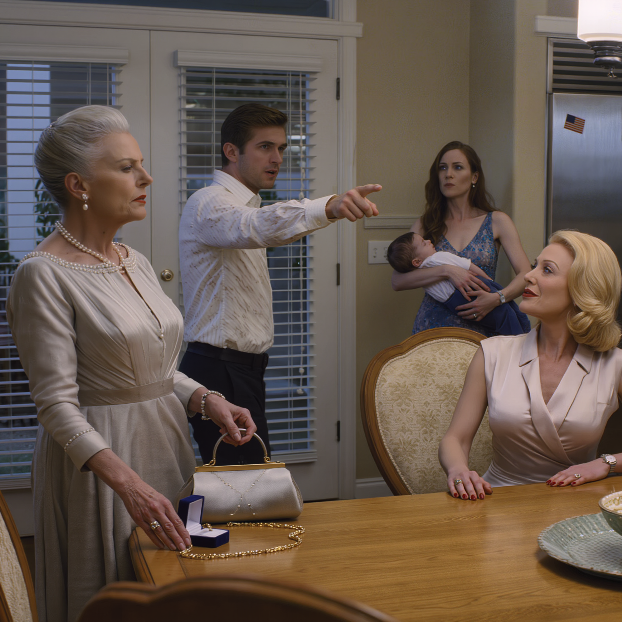 At my son’s dinner table, under the porch light leaking through the blinds, he slid a manila envelope toward me and said, “Mom, apologize to my mother-in-law or get out of my house.”