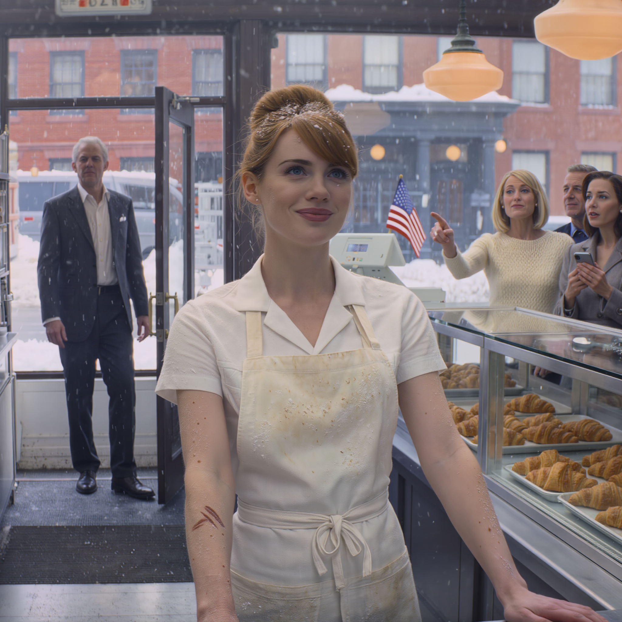 My sister screamed, “You’re JUST a baker!” while I stood there with flour on my apron and old oven marks on my arms, trying not to shake. I smiled through tears, because arguing never changed how they saw me—only what I could provide. Then they demanded a last-minute “perfect” dessert order like I was their backup plan… and the next person who walked in made the whole room go silent.