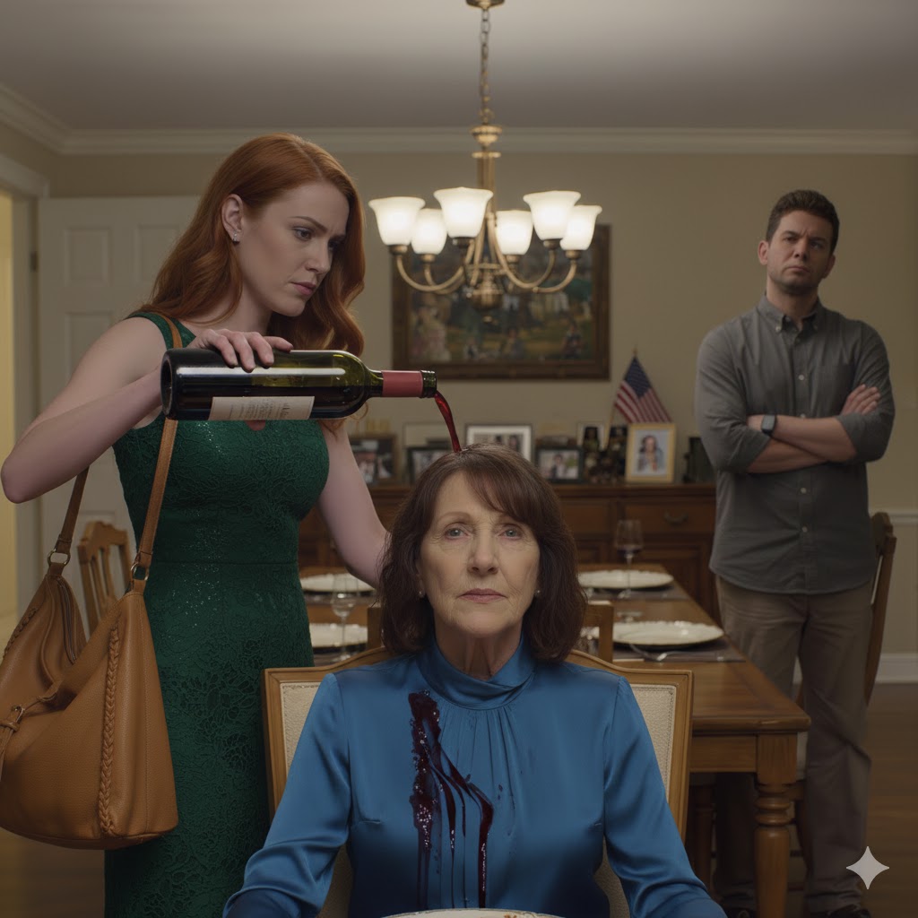 I said, “No more wine, Carly,” and my daughter in law smiled like I’d insulted royalty, then shouted, “Maids obey,” and sent my grandmother’s crystal flying into my face at our Friday dinner; by sunrise a uniformed officer was in my dining room, my son was begging, “Mom, please,” and I was answering, steady as a gavel, “This ends today, finally.”