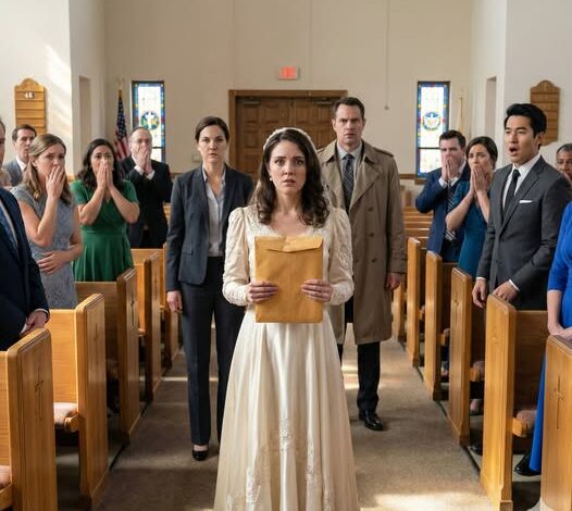 The night before my wedding, I froze outside the door and heard him laughing with his friends. “Relax,” he said. “She’s just a temporary choice—until someone better shows up.” My stomach turned to ice, but my face stayed calm. Next morning, he waited at the altar, smug and shining. I walked in—eyes on him—yet not to become his wife. I raised the envelope and whispered, “You wanted better?” Then the surprise hit, and he dropped to his knees… But that was only the beginning.