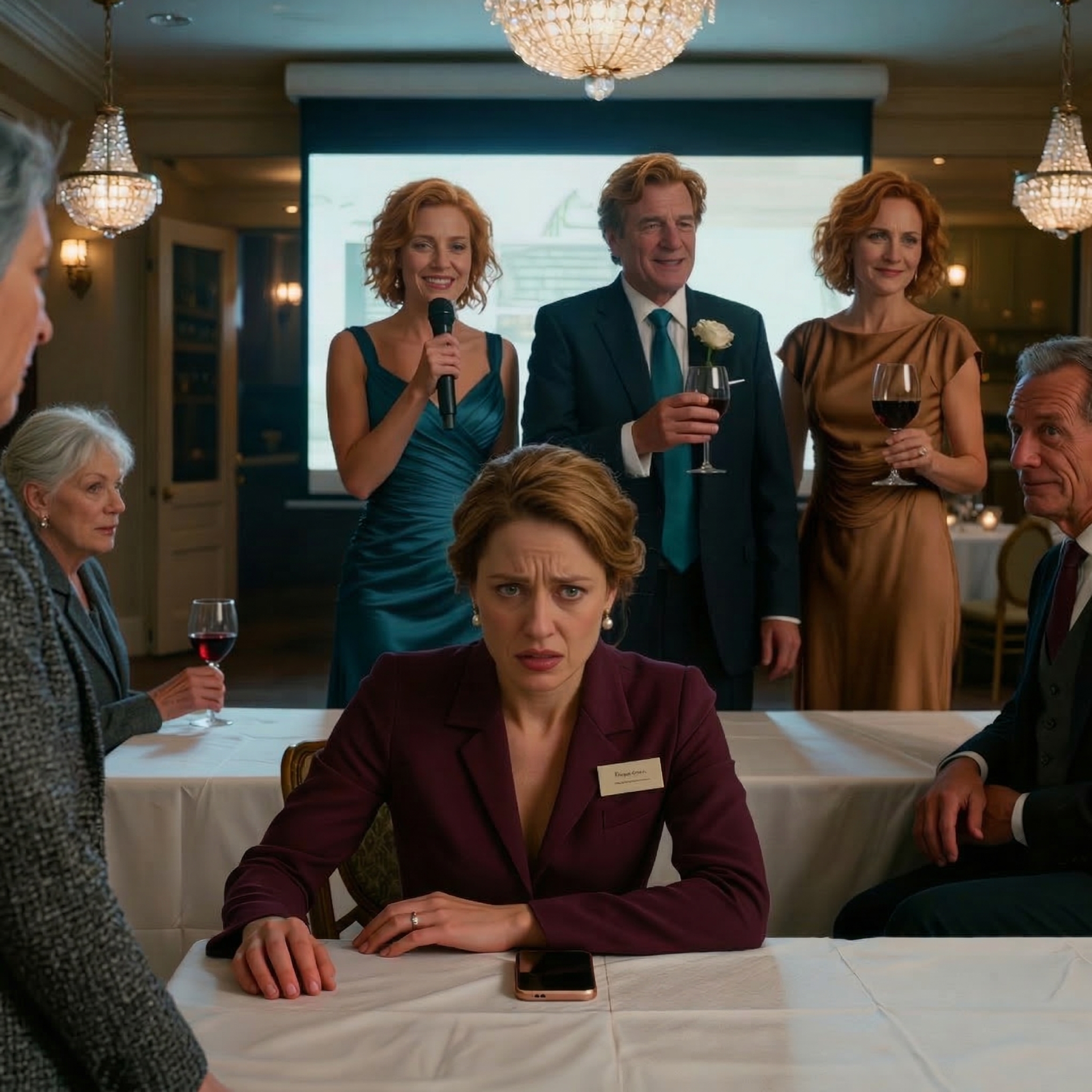 My sister put “infertile” on a 10-foot wedding screen and told 200 guests to laugh, so I texted one word—Begin—and the whole room stopped breathing.