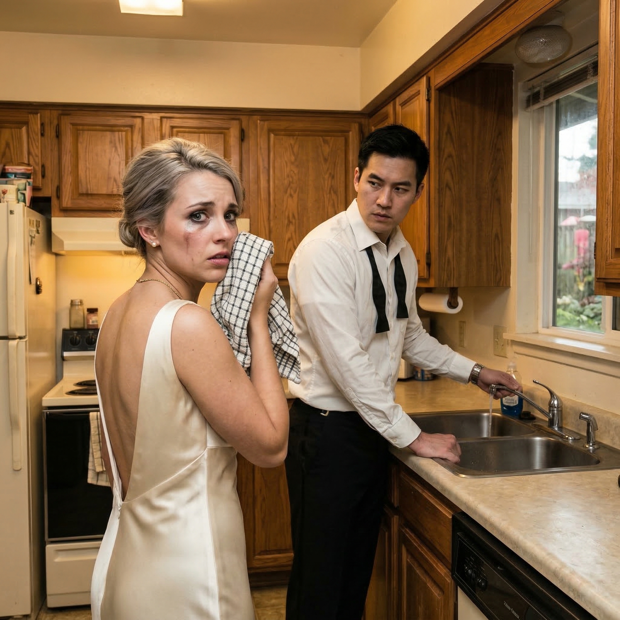 På vår bröllopsnatt kastade min man en disktrasa i ansiktet på mig och sa: “Matlagningen och städningen är ditt jobb nu. Tro inte att du får en gratis åktur i mitt hus.” Jag log, nickade och lät honom tro att jag skulle underkasta mig. Men när jag stod där i min brudklänning och stirrade på mannen jag just hade gift mig med, insåg jag något skrämmande—, det här var inte ett misstag. Det var den första glimten av vem han verkligen var… och han hade ingen aning om vad jag skulle göra härnäst.