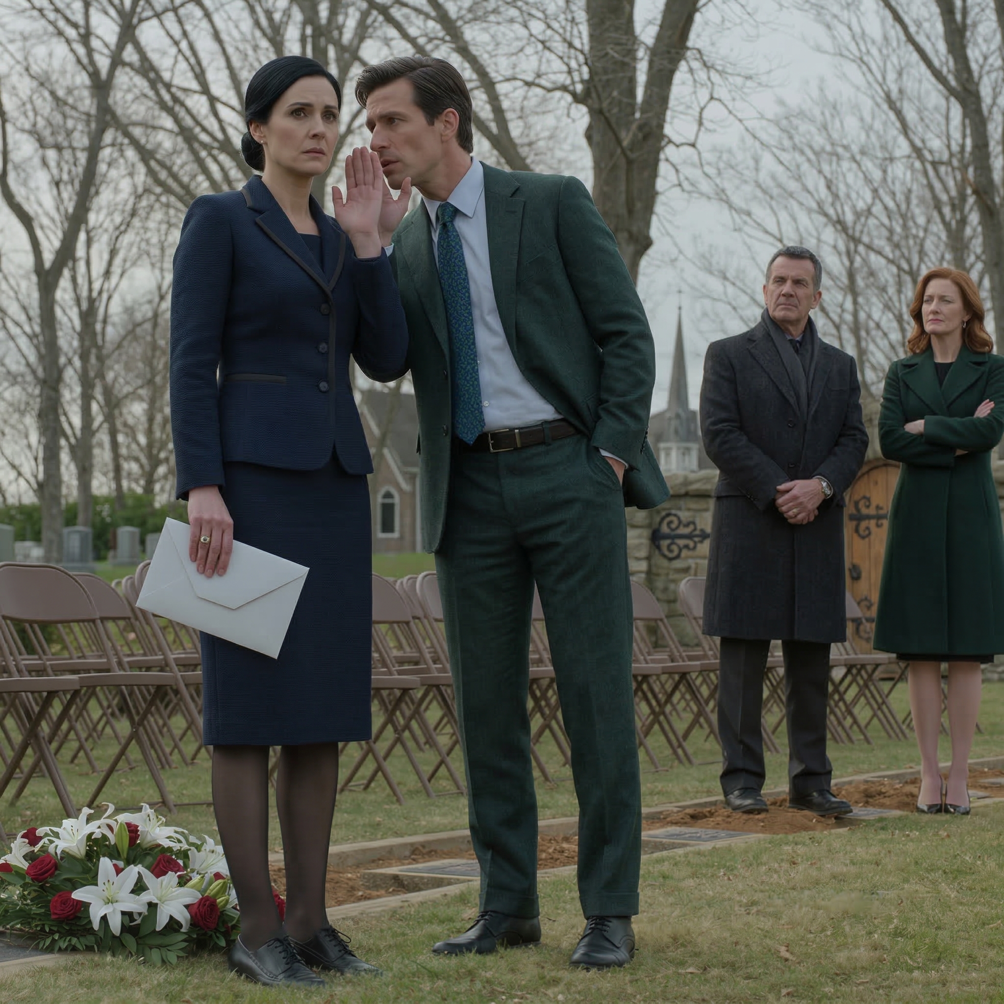 På min systers begravning tog hennes chef mig ett förseglat kuvert och viskade, “Säg inte till din familj—du kan vara i fara,” medan min sörjande bror tittade på oss på tio fots avstånd som om han redan visste vad hon hade lämnat efter sig.