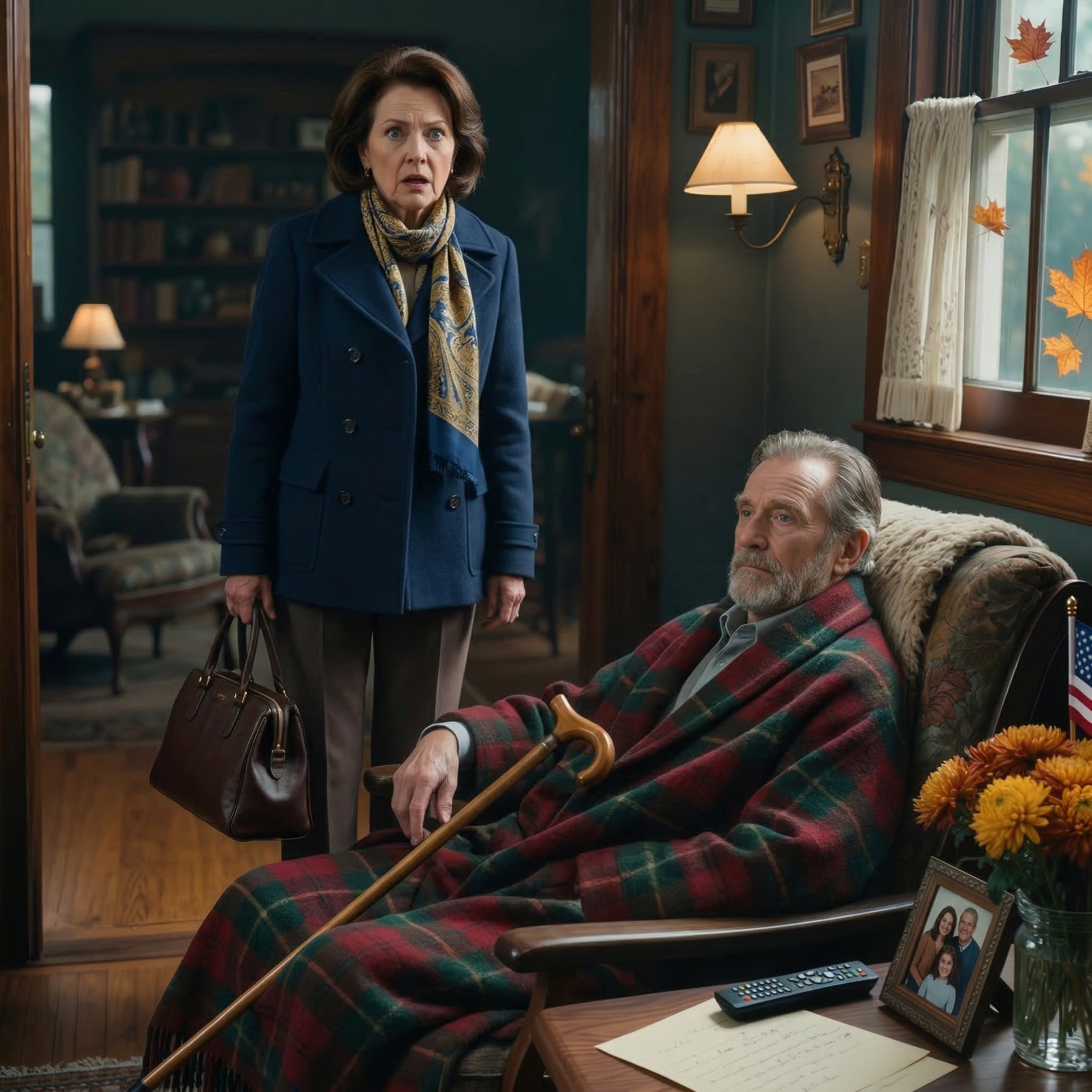 Jag kom hem på Thanksgiving och förväntade mig ett fullt hus och en varm middag för att hitta min familj borta, verandan släckt och en främling som satt i min favoritstol. Min son lämnade en lapp som om det inte var någonting: de hade tagit en kryssning och “tilldelade mig att vara barnvakt för Bethanys skarptungade styvfar. Men Arthur var inte hjälplös. Han hade en plan—one som skulle få dem att ångra att de behandlade oss som problem.