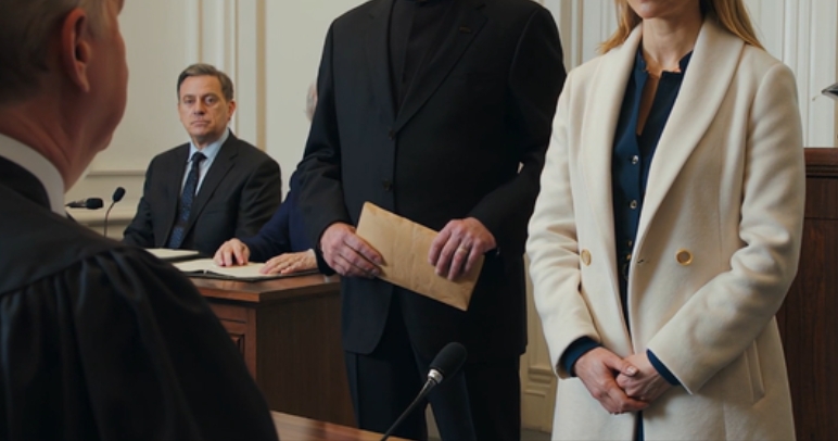 My Wealthy Sister Walked Into Court Like It Was Already Hers. Her Attorney Slid The Motion Forward: “All Of The Inheritance. Effective Immediately.” My Parents Nodded Like They’d Rehearsed It. The Judge Looked At Me: “Do You Object?” I Said Only, “I Want To Wait Until The Last Person Arrives.” The Door Opened. A Man In A Black Suit Stepped In, Held Up An Envelope, And Called My Name. The Judge Blinked, Reached For His Glasses, And Whispered “THAT… CAN’T BE…”